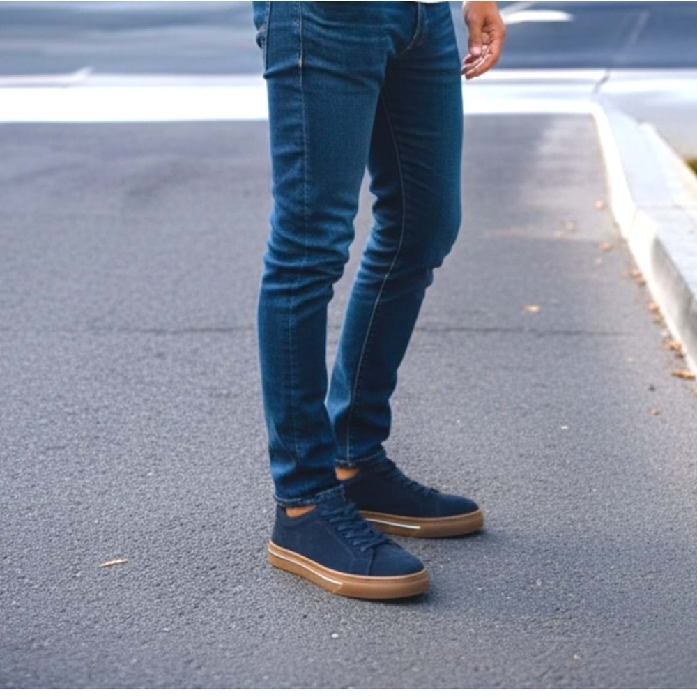 Premium Erkek Nubuk Deri Casual Ayakkabı L6785 - Lacivert - 41