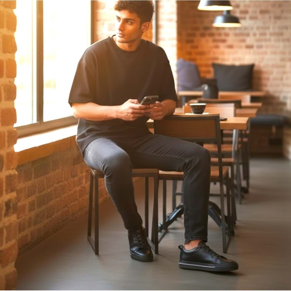 Premium Erkek Deri Casual Ayakkabı S6785 - Siyah - 41