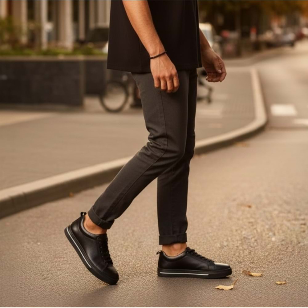 Premium Erkek Deri Casual Ayakkabı S6785 - Siyah - 41