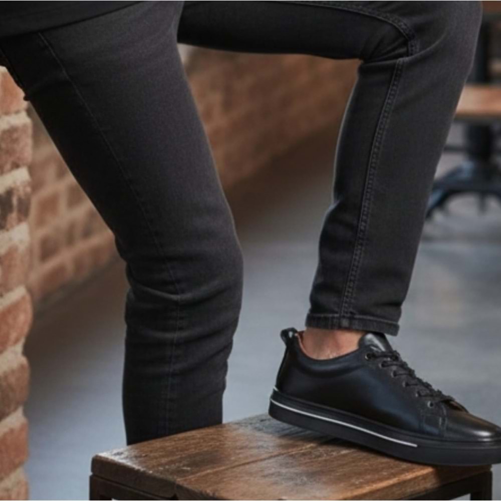 Premium Erkek Deri Casual Ayakkabı S6785 - Siyah - 44