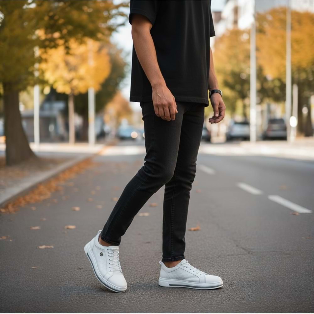 Erkek Deri Günlük Ayakkabı 6780B - Beyaz - 41