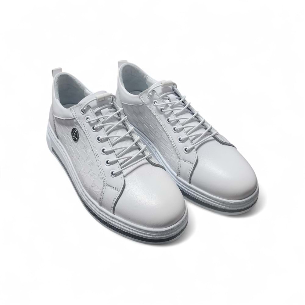 Erkek Deri Günlük Ayakkabı 6780B - Beyaz - 42