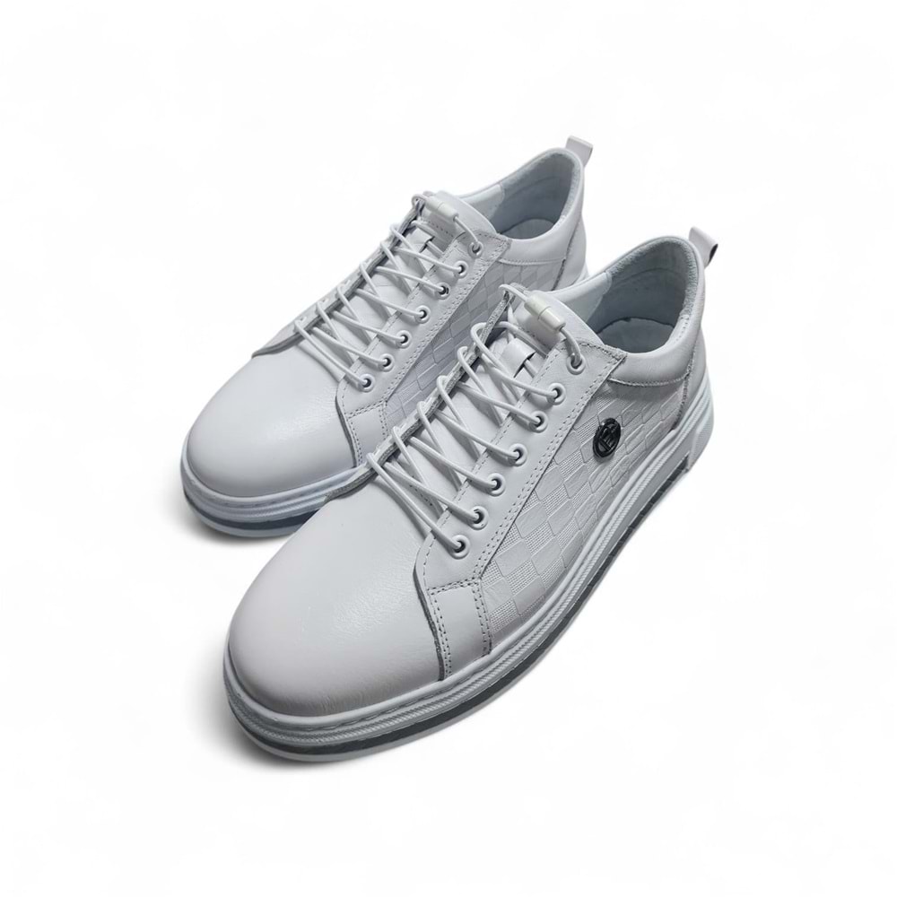 Erkek Deri Günlük Ayakkabı 6780B - Beyaz - 42