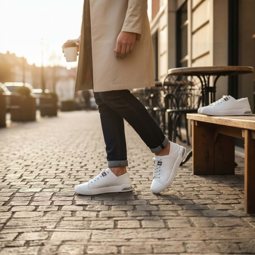 Erkek Deri Premium Casual Ayakkabı 15221042 - Beyaz - 40