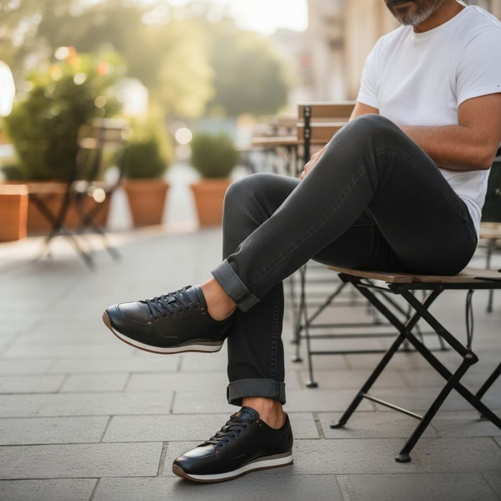Erkek Deri Casual Ayakkabı 21248 S1 - Siyah - 45