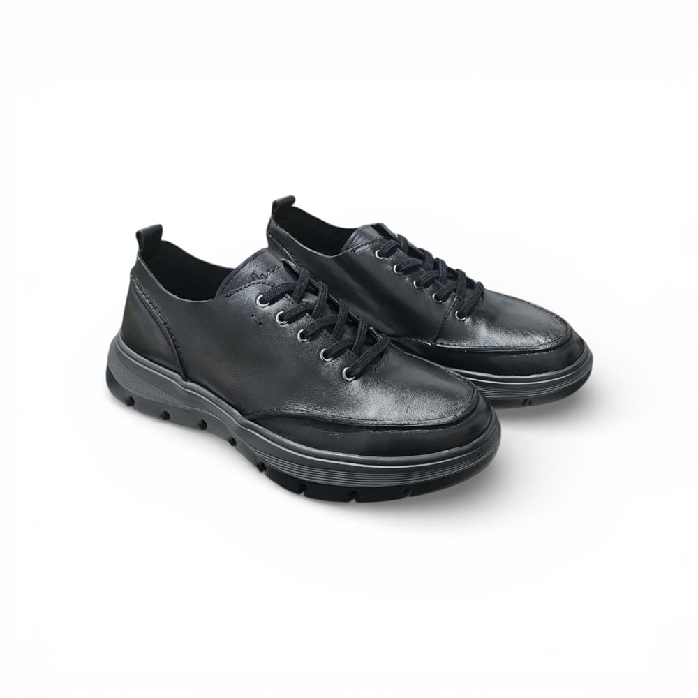 Erkek Deri Titreşim Destekli Comfort Günlük Ayakkabı 21027S - Siyah - 43
