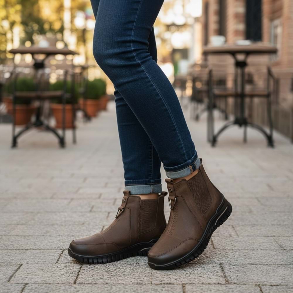 Kadın Günlük Nubuk Deri Bot 1453K - Kahve - 37