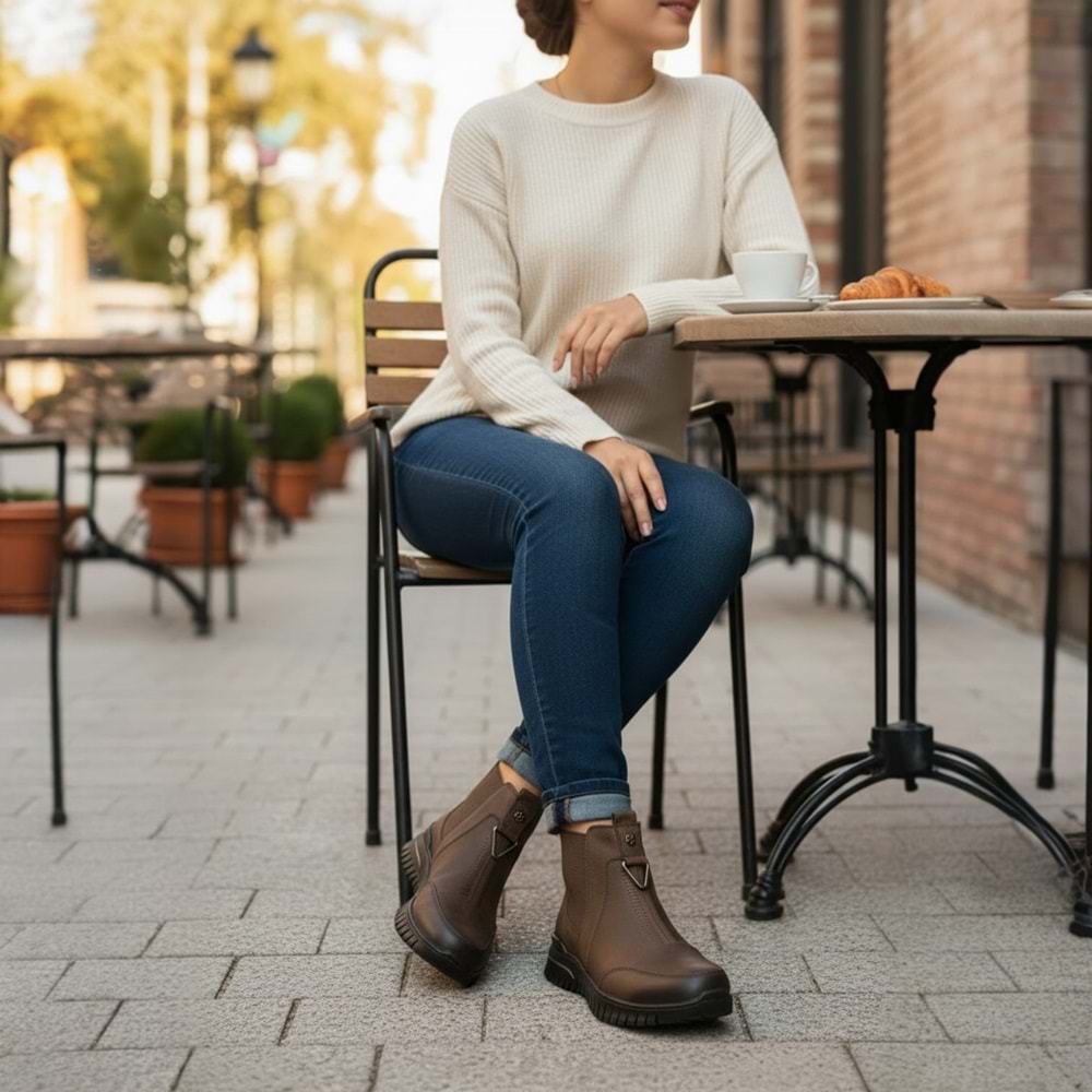 Kadın Günlük Nubuk Deri Bot 1453K - Kahve - 39