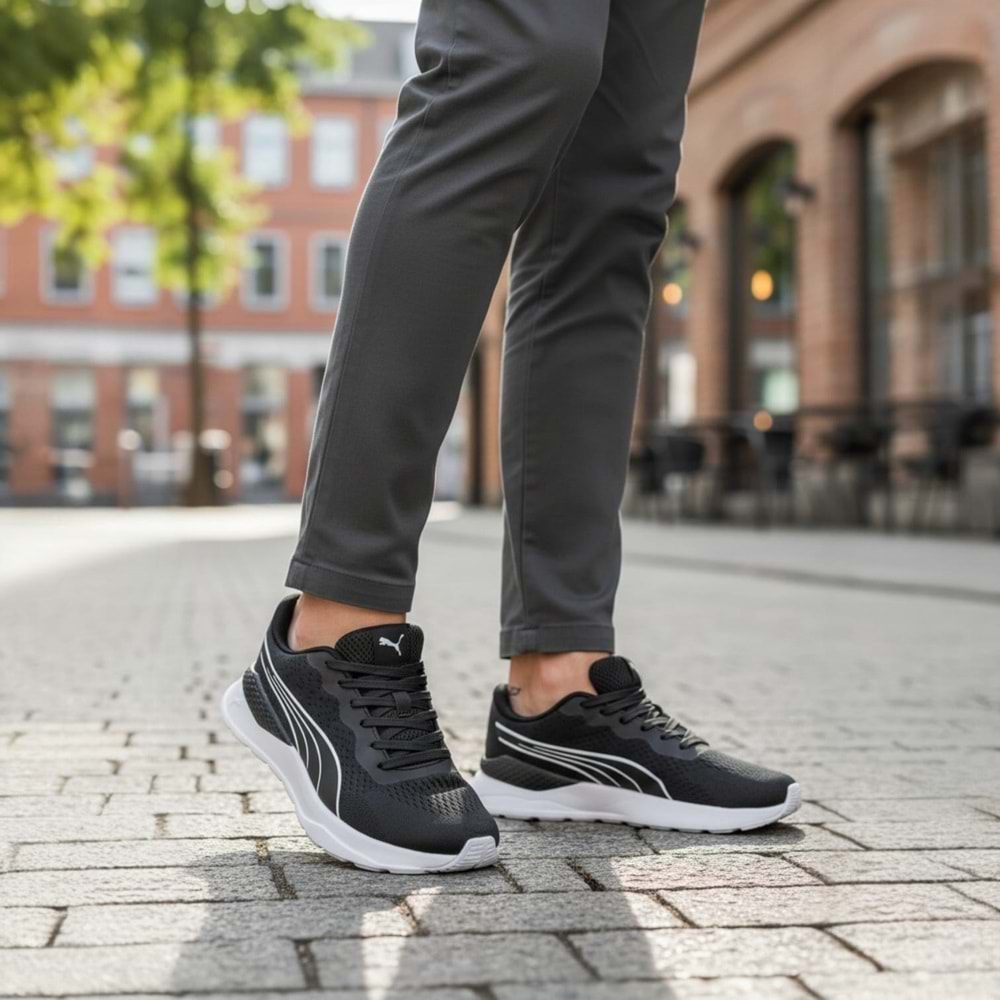 Puma Lite Runner Spor Ayakkabı TDP 40853302 - Siyah-Beyaz - 41