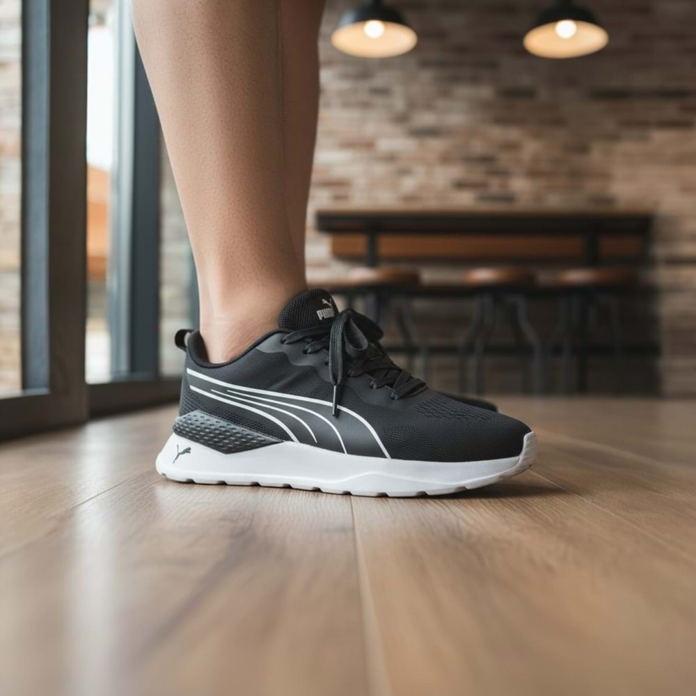 Puma Lite Runner Spor Ayakkabı TDP 40853302 - Siyah-Beyaz - 42,5