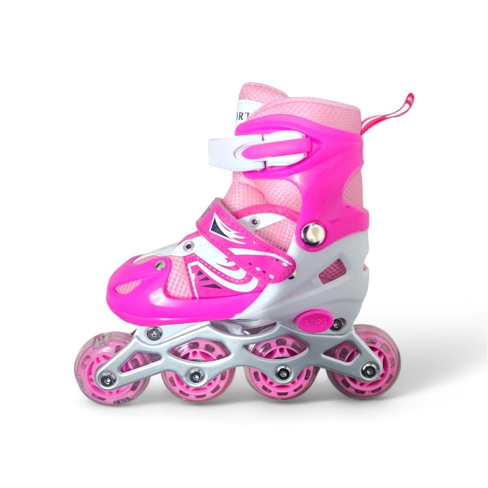 Işıklı Ayarlanabilir Kız Çocuk Pateni 465 - Pembe - 31/34