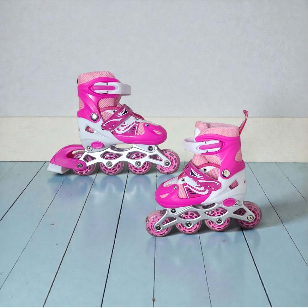 Işıklı Ayarlanabilir Kız Çocuk Pateni 465 - Pembe - 31/34