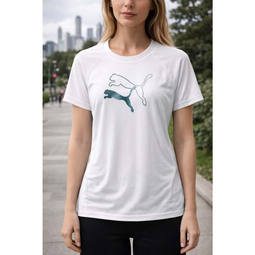 Puma Evostripe Graphic Tee Unisex Tshirt 69189602 - Beyaz - XS