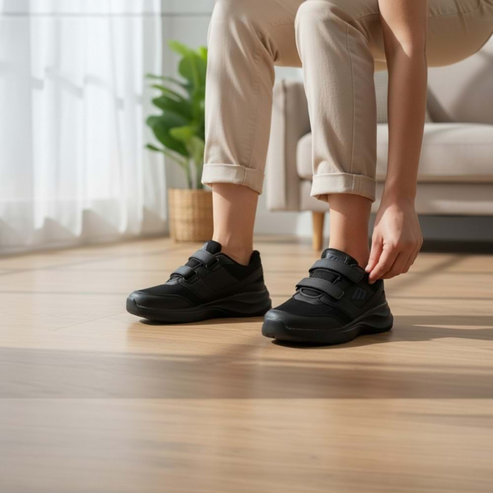 Kadın Çift Cırtlı Günlük Spor Ayakkabı 1307 - Siyah - 38