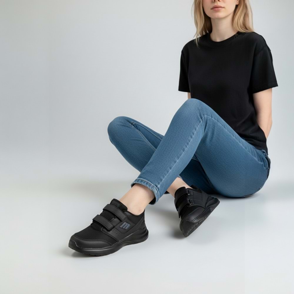 Kadın Çift Cırtlı Günlük Spor Ayakkabı 1307 - Siyah - 38