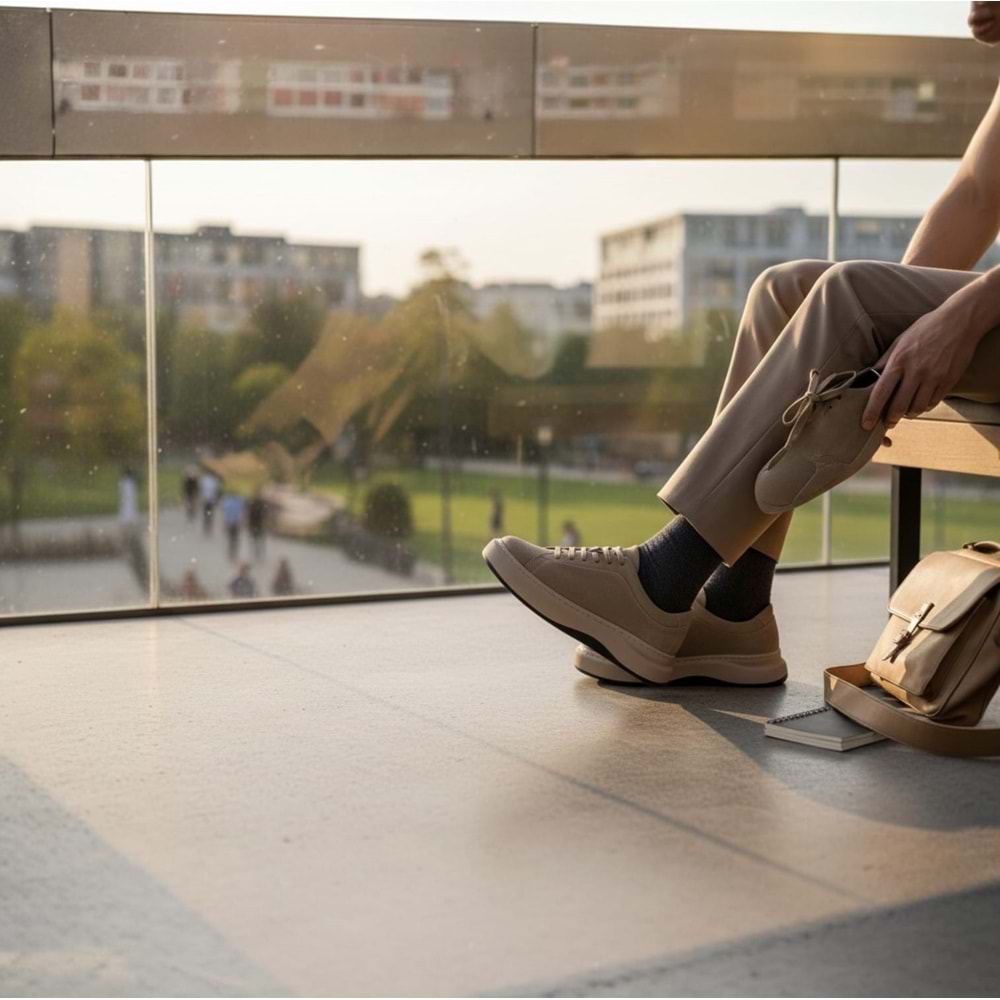 Nordhan Erkek Nubuk Deri Casual Günlük Ayakkabı ND-1616V - Vizon - 41