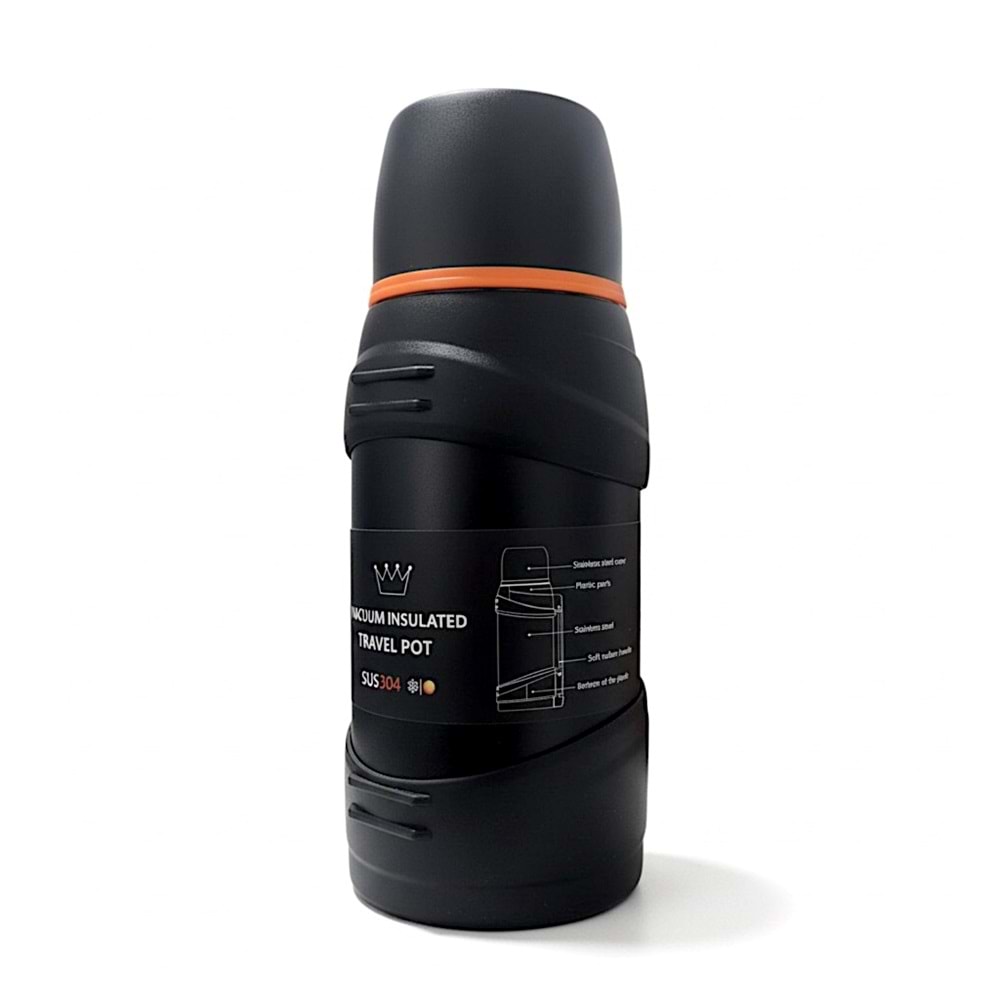 Humtto Travel Pot Paslanmaz Çelik 1300 ML Termos HB202416 - Siyah - 1300ML