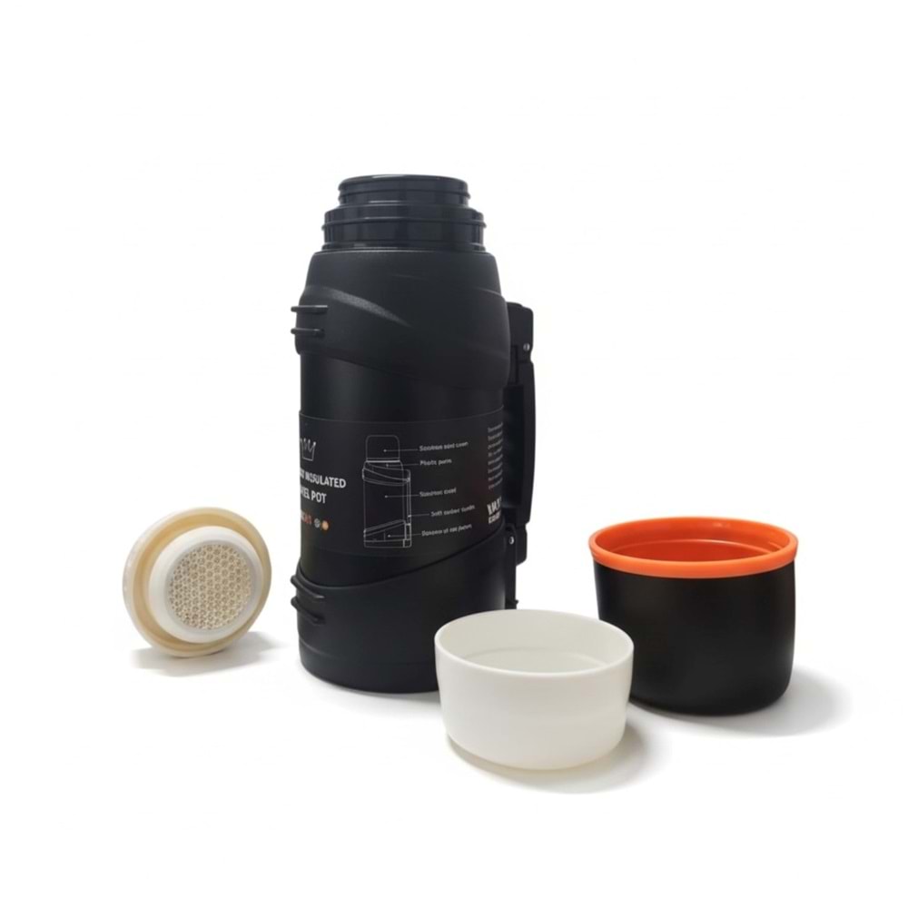 Humtto Travel Pot Paslanmaz Çelik 1300 ML Termos HB202416 - Siyah - 1300ML