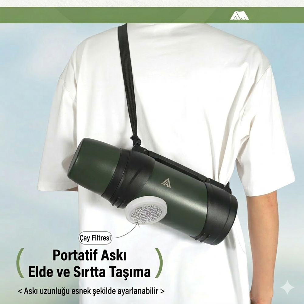 Humtto Travel Pot Paslanmaz Çelik 1600 ML Termos HB202417 - Haki - 1600ML