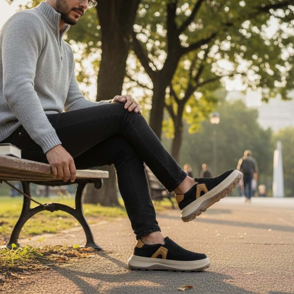 Erkek Eva Comfort Triko Ayakkabı 5035 - Siyah - 41