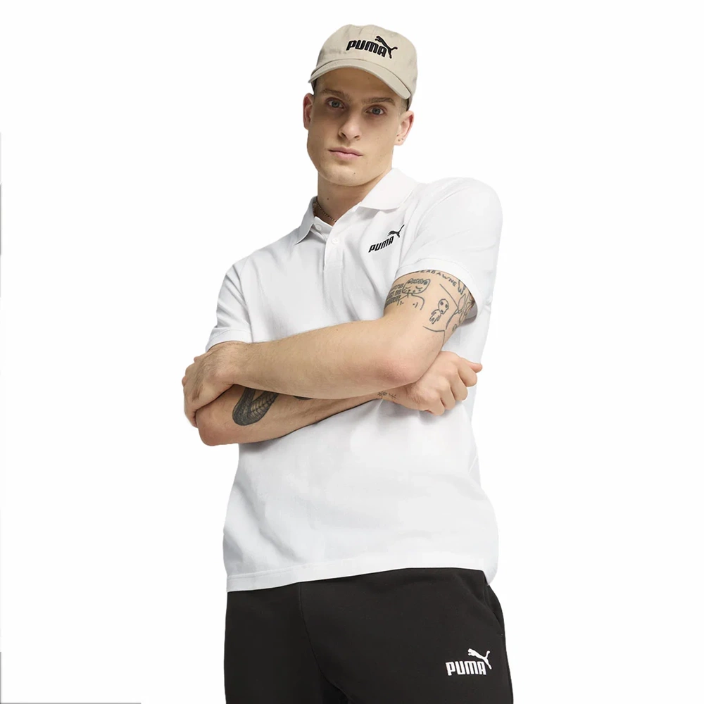 Puma Ess No.1 Logo Erkek Günlük Polo Yaka T-Shirt 682552 02 - Beyaz - XXL