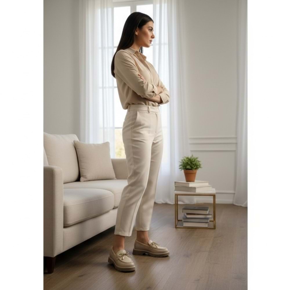 Mammamia Kadın Casual Deri Ayakkabı 3805 - Gri - 37