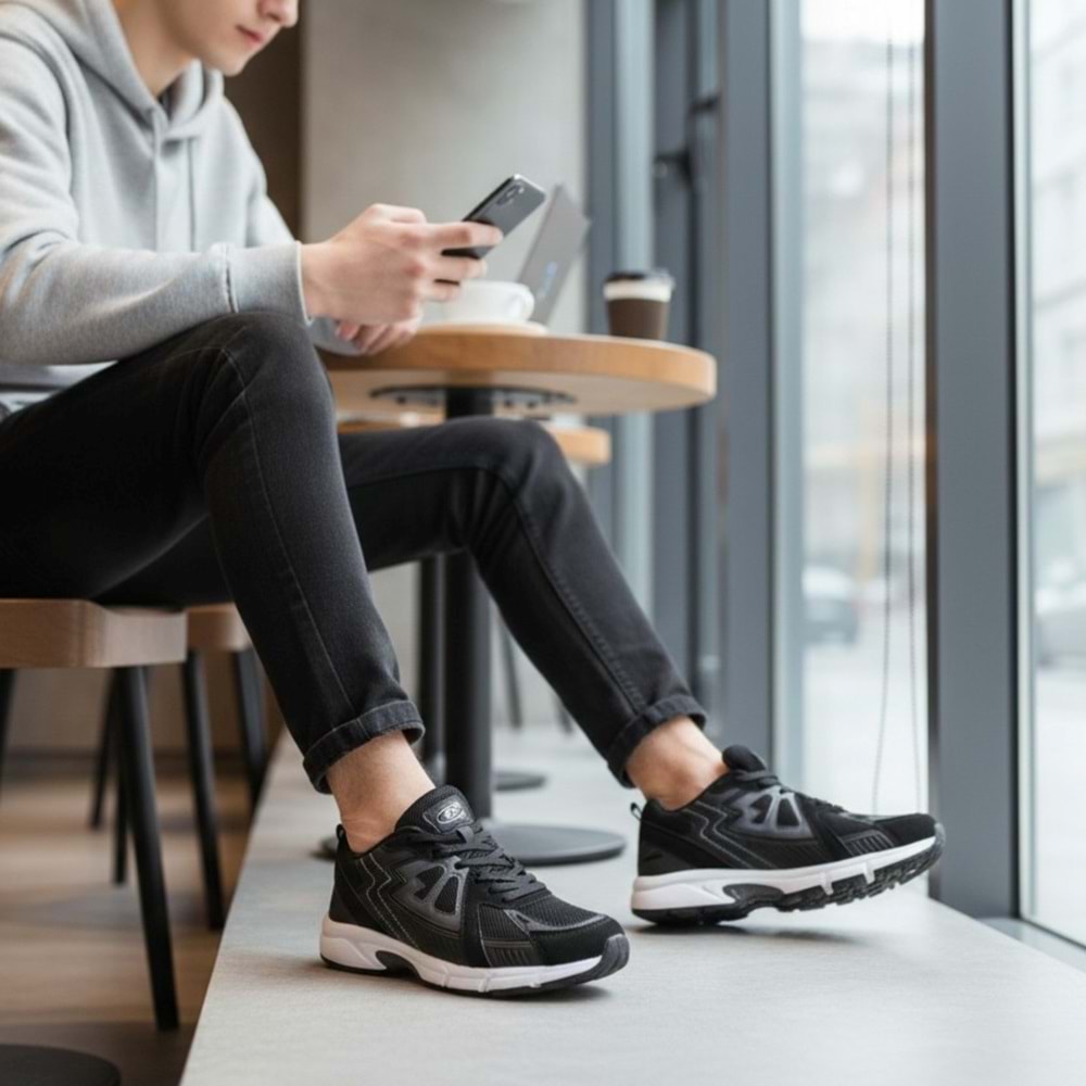 M.P Profesyonel Unisex Koşu Ayakkabısı SB6053 - Siyah-Beyaz - 37