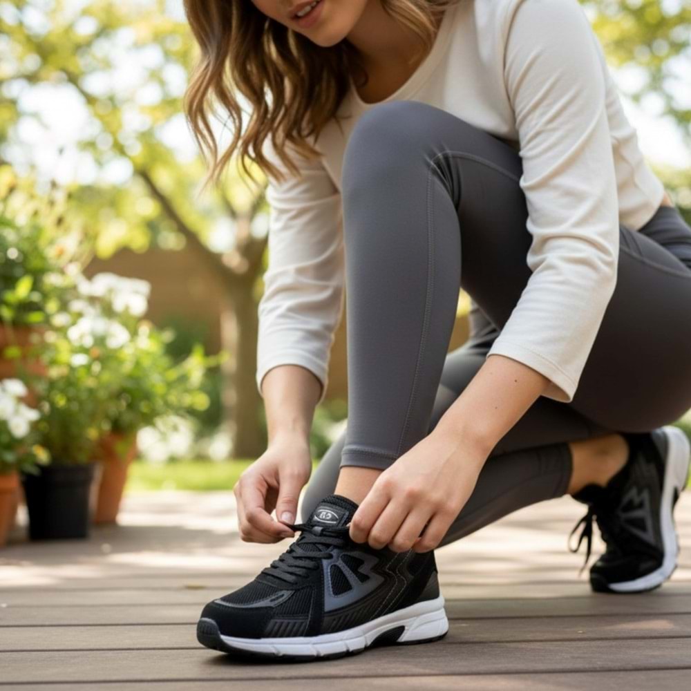 M.P Profesyonel Unisex Koşu Ayakkabısı SB6053 - Siyah-Beyaz - 38