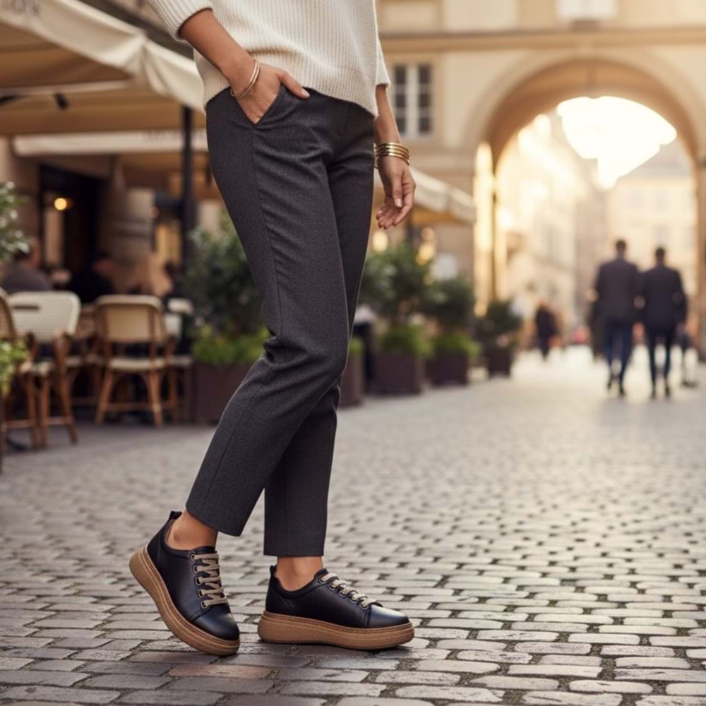 Kadın Deri Casual Günlük Ayakkabı 26YA-7750-LX - Siyah - 37