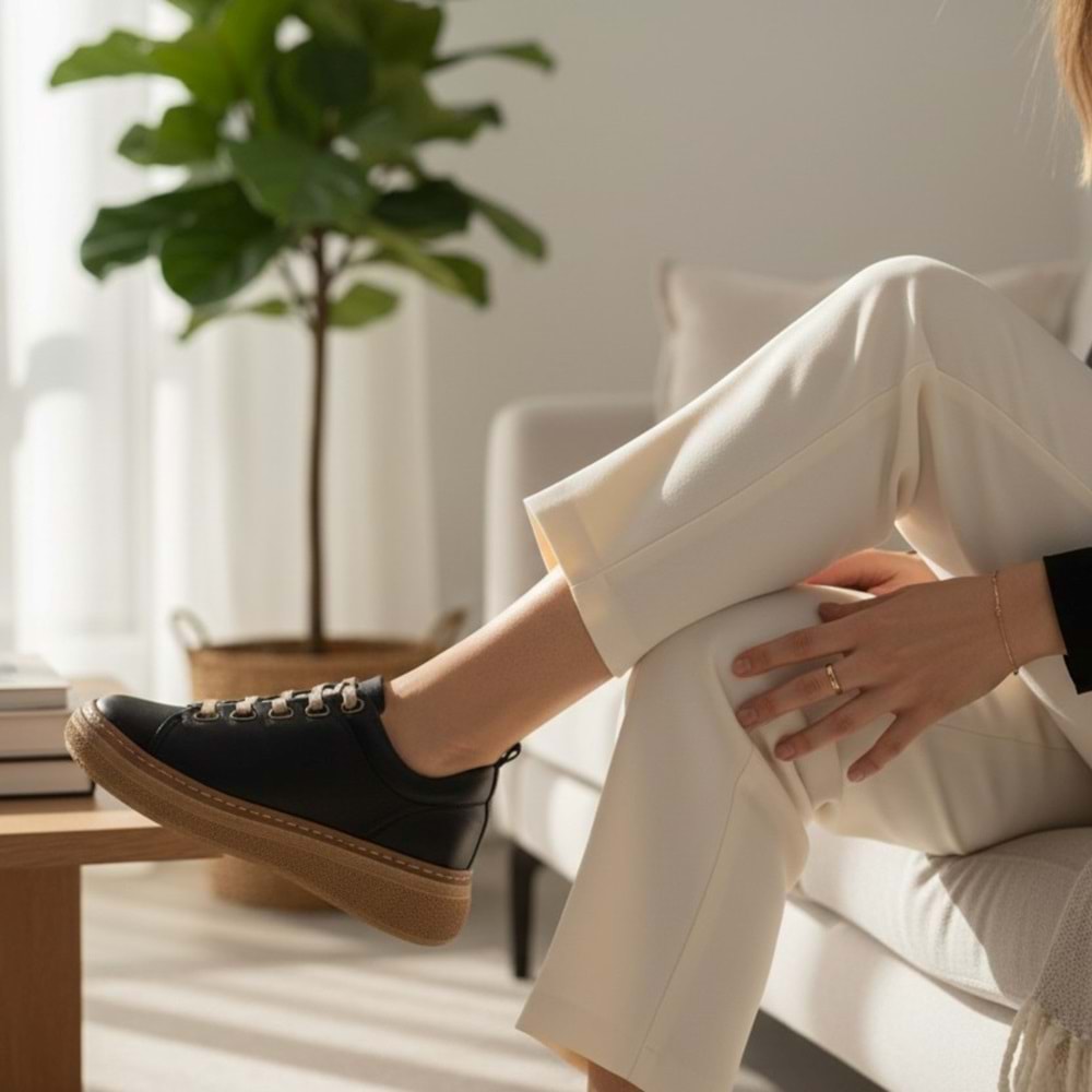 Kadın Deri Casual Günlük Ayakkabı 26YA-7750-LX - Siyah - 38