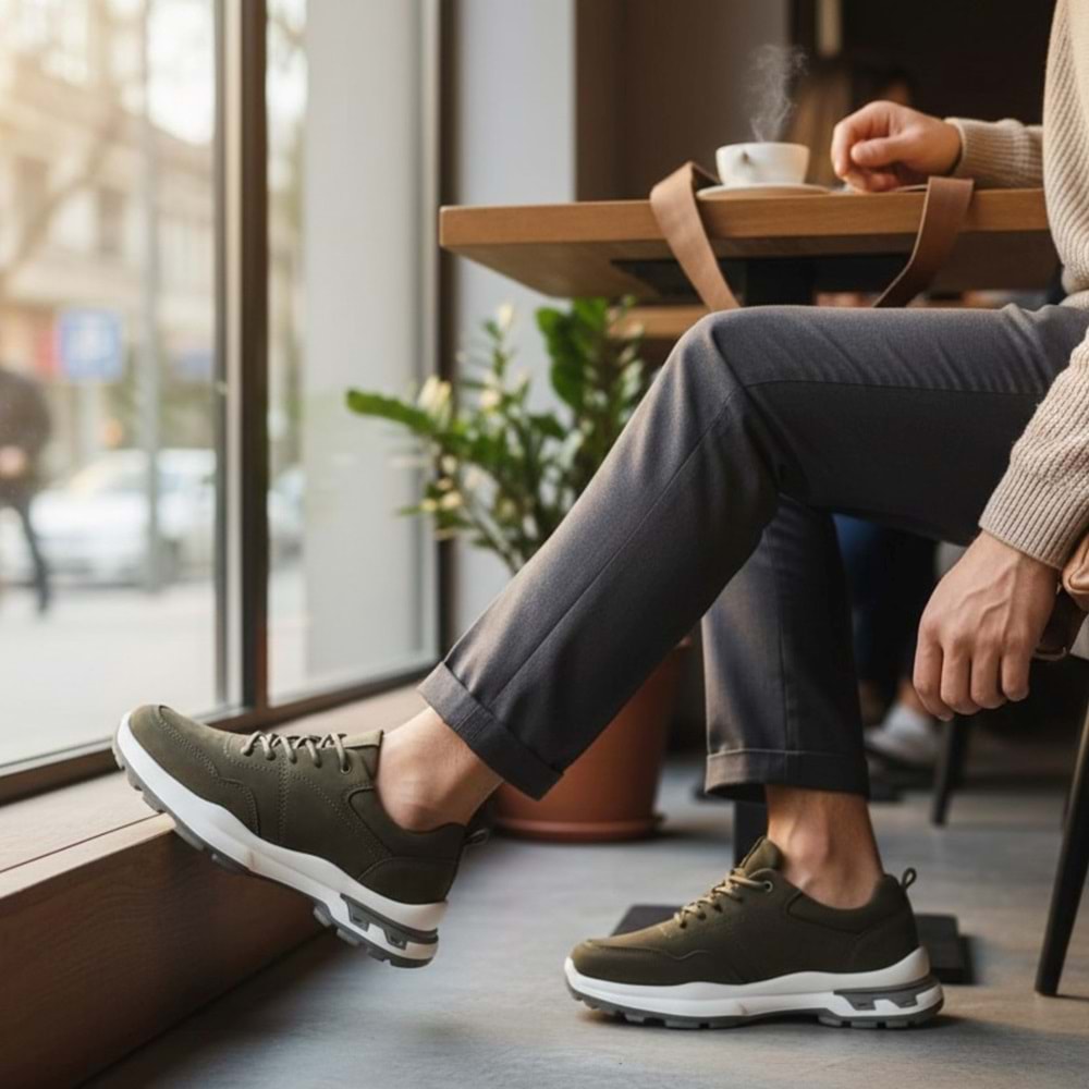 Erkek Deri Rahat Casual Ayakkabı SY261039 - Su Yeşili - 40