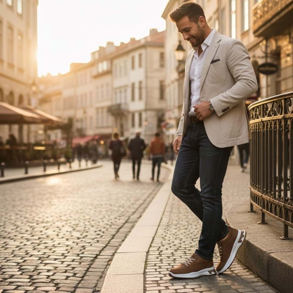 Erkek Nubuk Deri Rahat Casual Ayakkabı TN261039 - Taba - 40