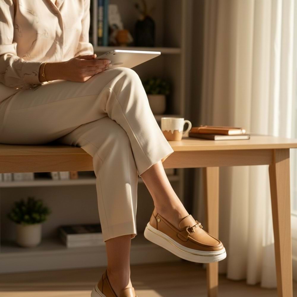 Mammamia Kadın Deri Casual Ayakkabı T3960 - Taba - 37