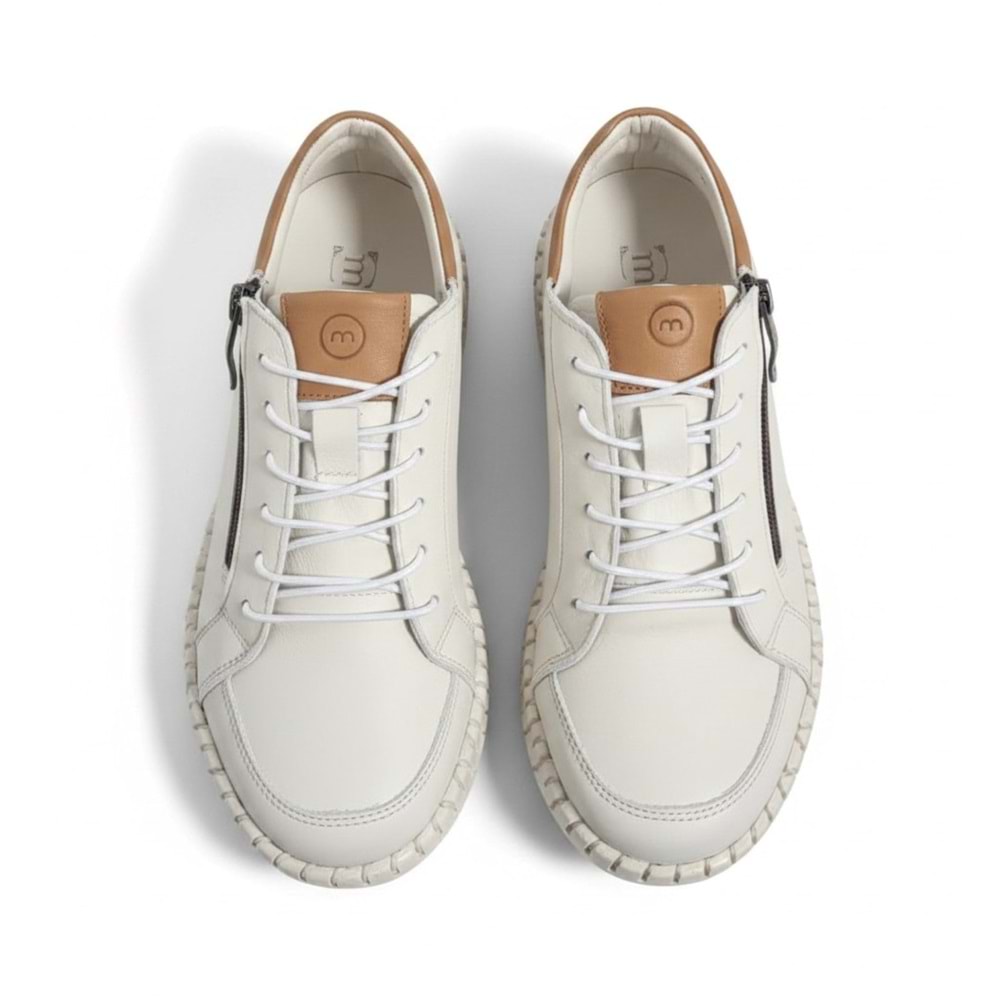 Kadın Deri Comfort Fermuarlı Ayakkabı 7755T - Krem - 39