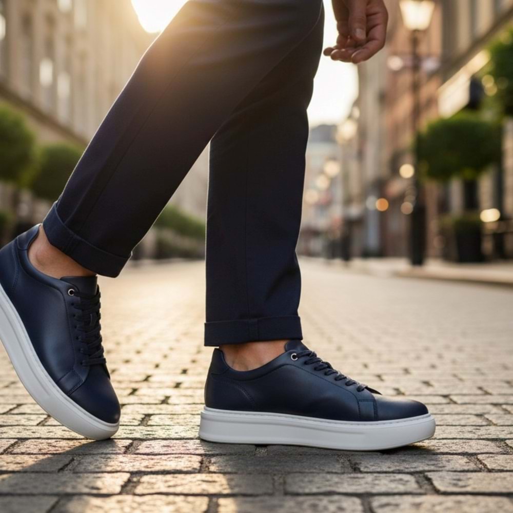 Erkek Deri Comfort Casual Ayakkabı L-18661 - Lacivert - 42