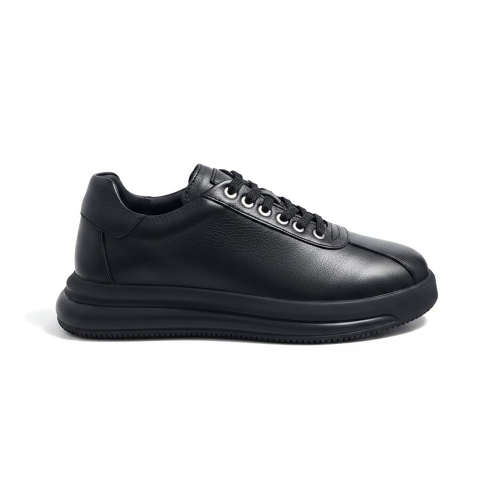 Erkek Deri Casual Sneaker Ayakkabı 20031 - Siyah - 43