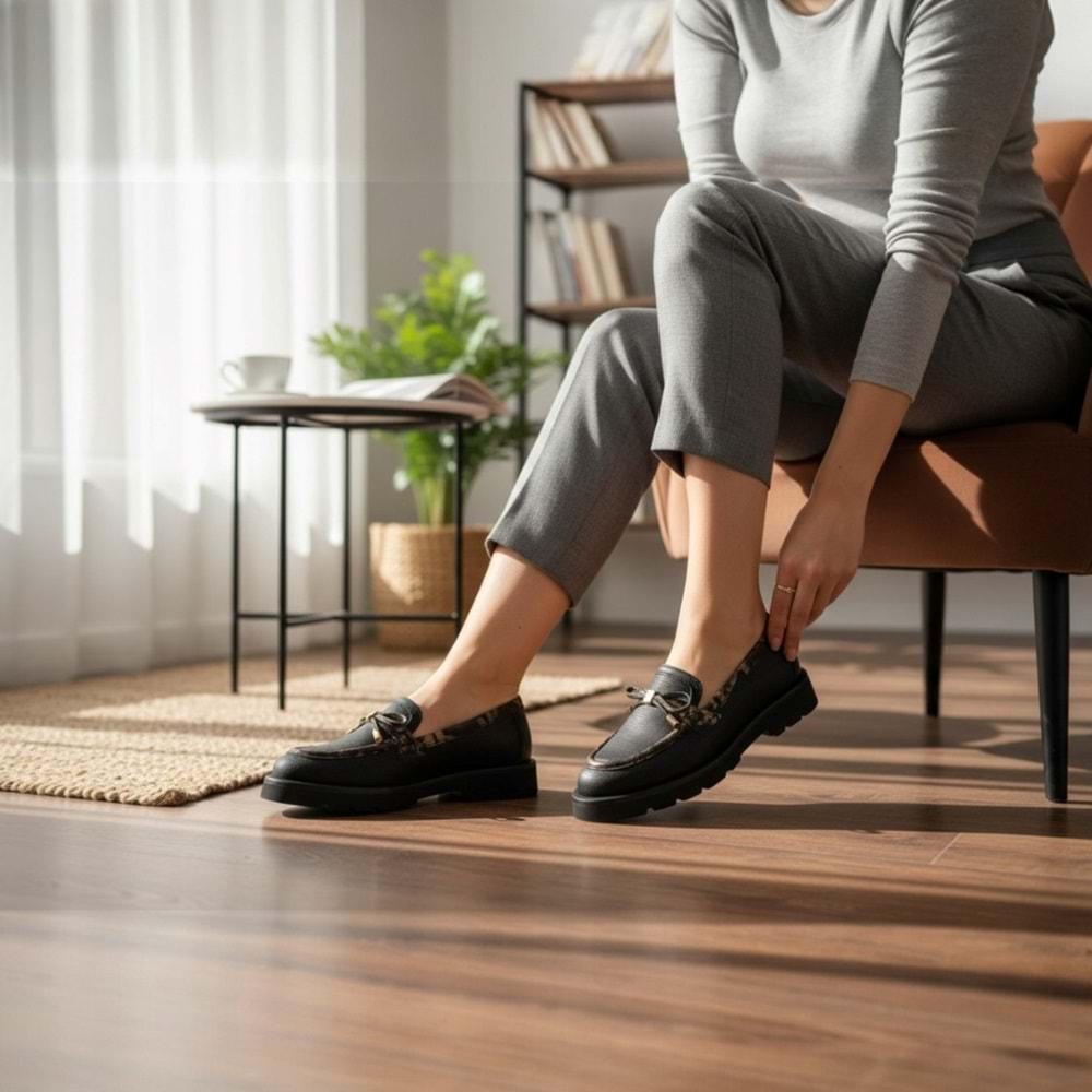 Mammamia Kadın Casual Deri Ayakkabı S-3805 - Siyah - 40