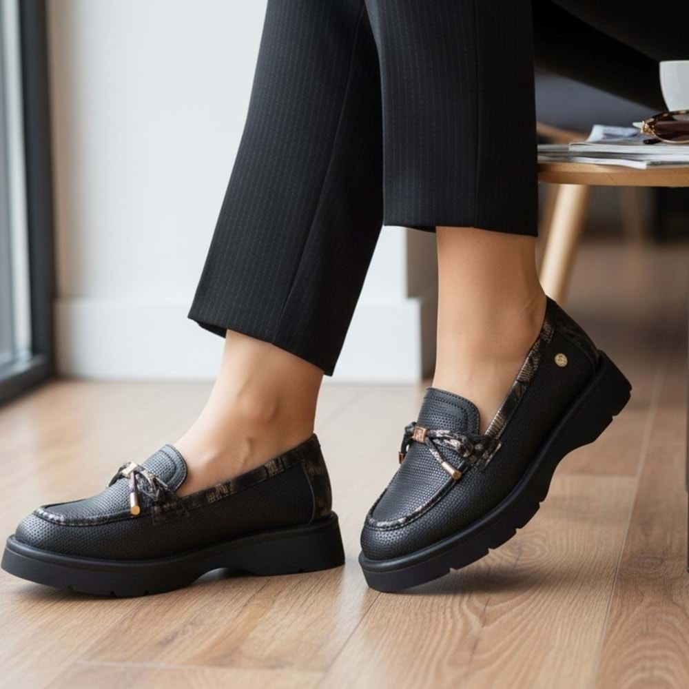 Mammamia Kadın Casual Deri Ayakkabı S-3805 - Siyah - 40