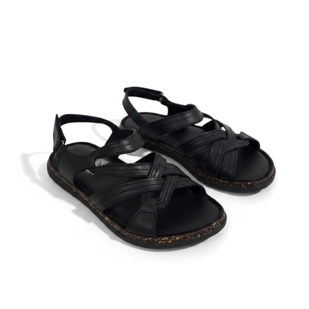Mammamia Kadın Deri Sandalet S2740-LX - Siyah - 37