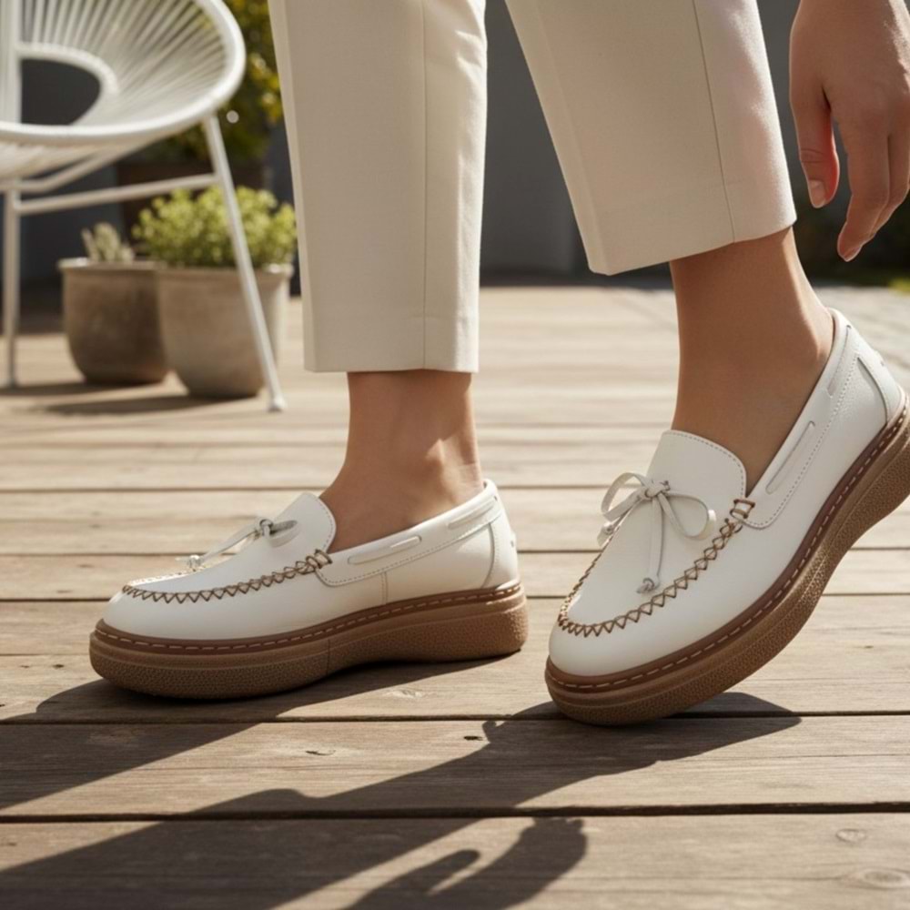 Kadın Deri Comfort Günlük Ayakkabı 7735-LX - Krem - 36