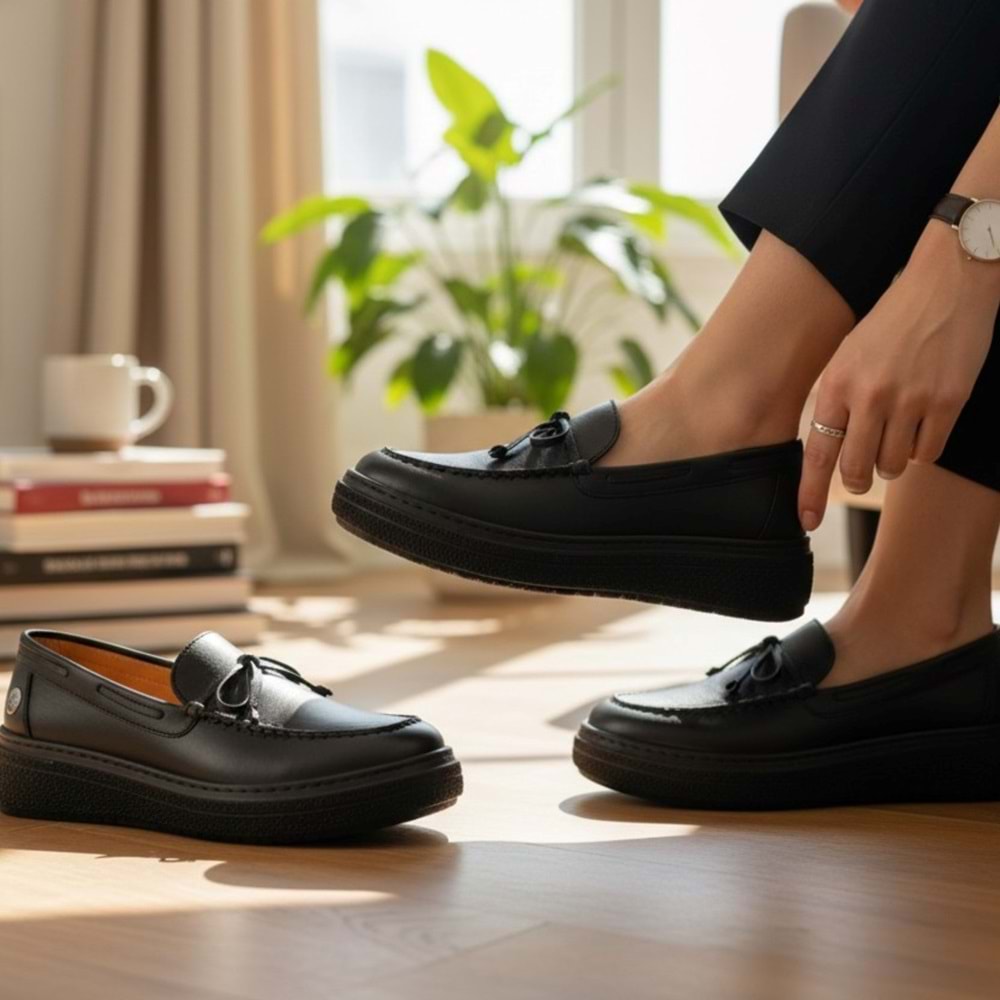 Kadın Deri Comfort Günlük Ayakkabı 7735-LX - Siyah - 40
