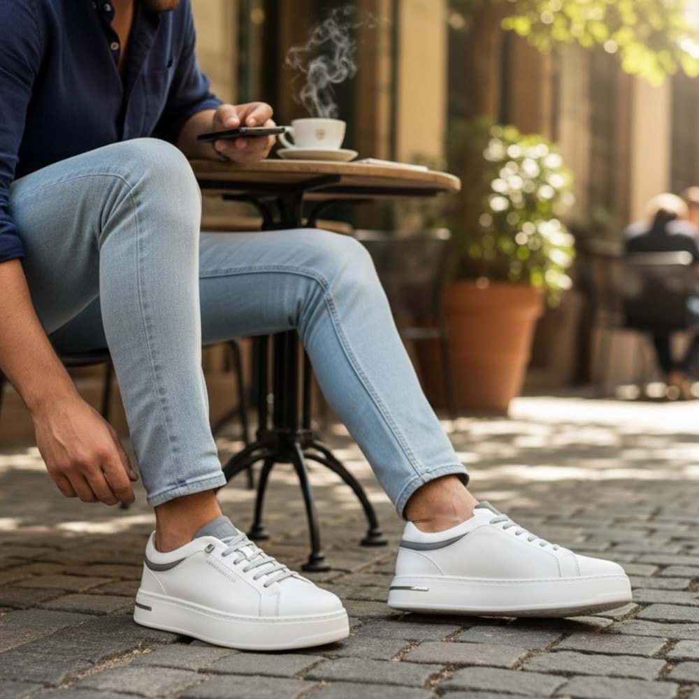 Erkek Deri Casual Ayakkabı 26031 - Beyaz - 40