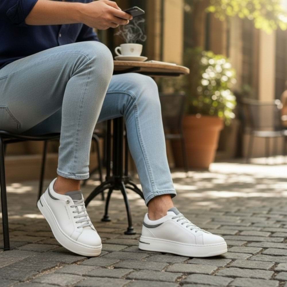 Erkek Deri Casual Ayakkabı 26031 - Beyaz - 40