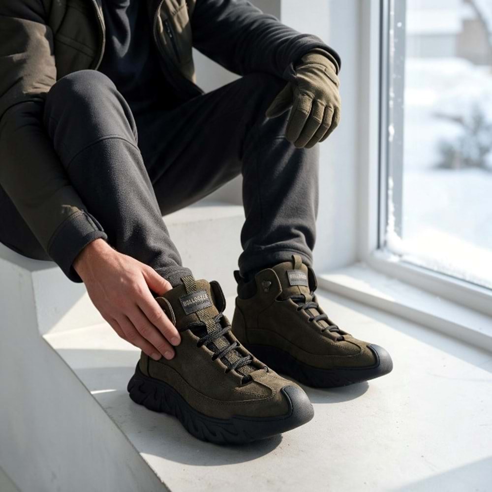 Erkek Deri Comfort Bot 230003 - Haki - 40