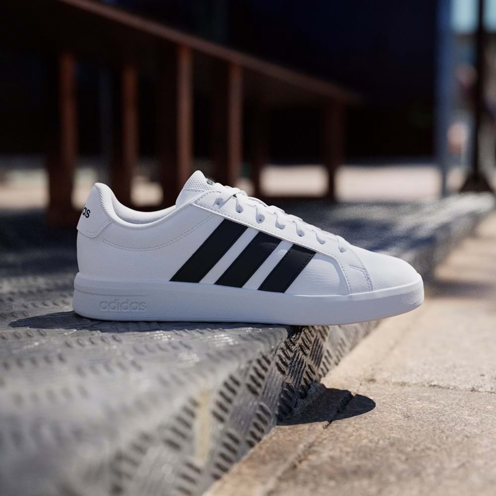 Adidas Grand Court Base 3.0 Erkek Spor Ayakkabı JR4613 - Beyaz-Siyah - 40