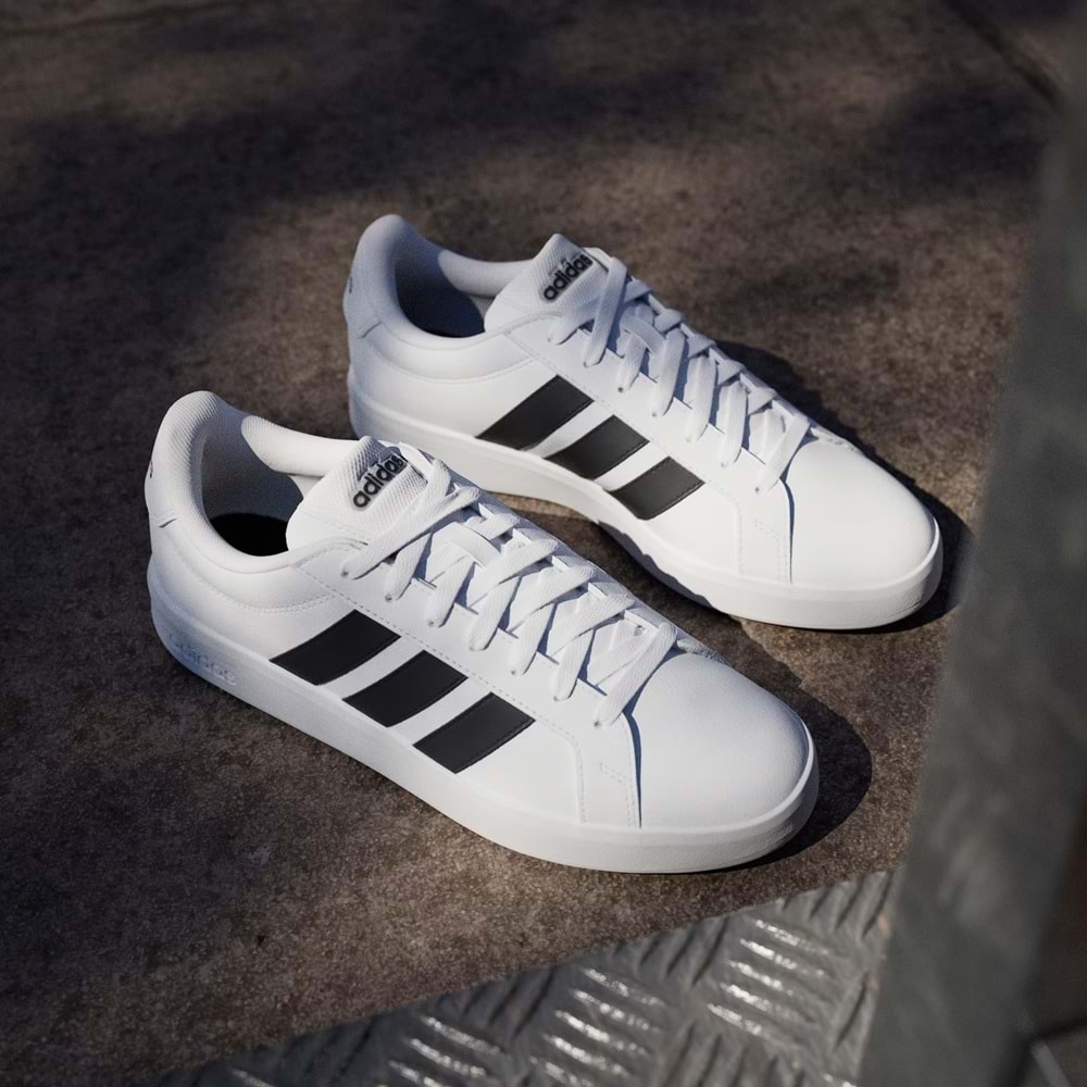 Adidas Grand Court Base 3.0 Erkek Spor Ayakkabı JR4613 - Beyaz-Siyah - 40
