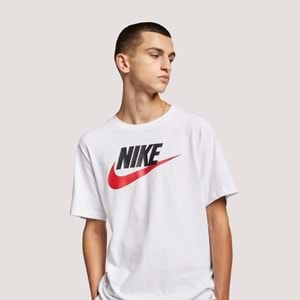 Nike Sportwear İcon AR5004-100 Futura Unisex Tshirt - Beyaz-Kırmızı - M