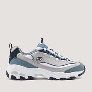 Skechers D Lites SN13143.BKW Kadın Sneakers - Gri-Mavi - 38