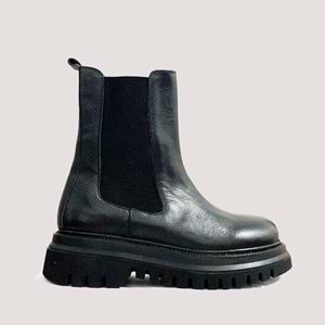 250610 Kadın Deri Casual Bot - Siyah - 39