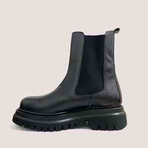 250610 Kadın Deri Casual Bot - Siyah - 39